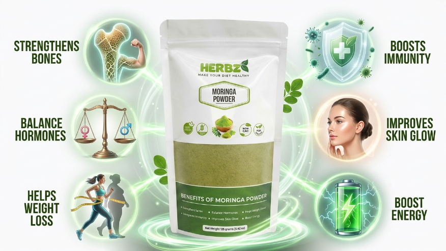 HERBZ Moringa Powder | • Energy • Immunity • Wellness Support | 125 g