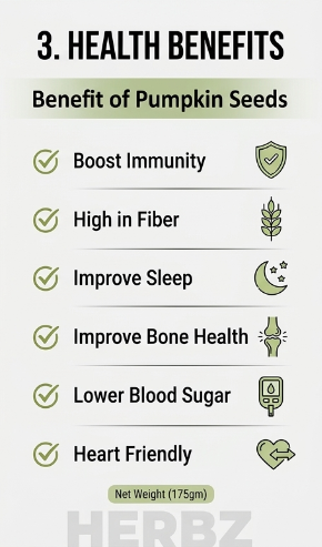 • HERBZ Pumpkin Seeds • Immunity • Energy • Heart Health Support | 175 g