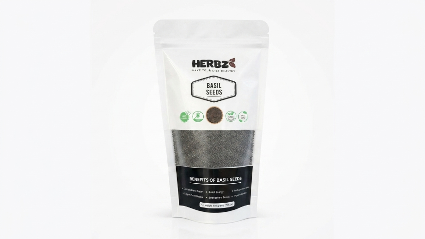 HERBZ Basil Seeds | • Digestion • Hydration • Wellness Support | 200 g