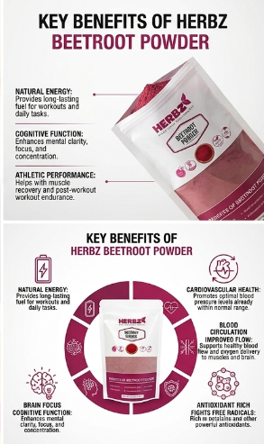 HERBZ Beetroot Powder • Stamina • Energy • Blood Flow Support | 150 g