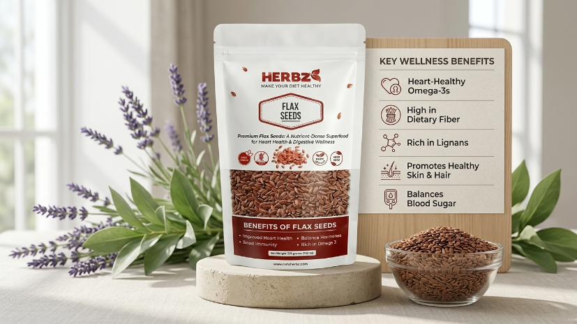 Herbz Premium Flax Seeds: A Nutrient-Dense Superfood for Heart Health & Digestive Wellness | 225g