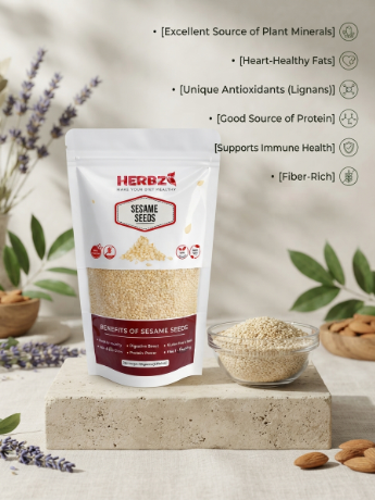 Herbz Premium Sesame Seeds: A Nutty & Nutrient-Packed Superfood for Bone & Heart Health | 175g