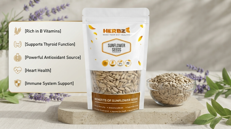 Herbz Premium Sunflower Seeds: A Nutrient-Packed Superfood for Heart & Immune Support | 150g